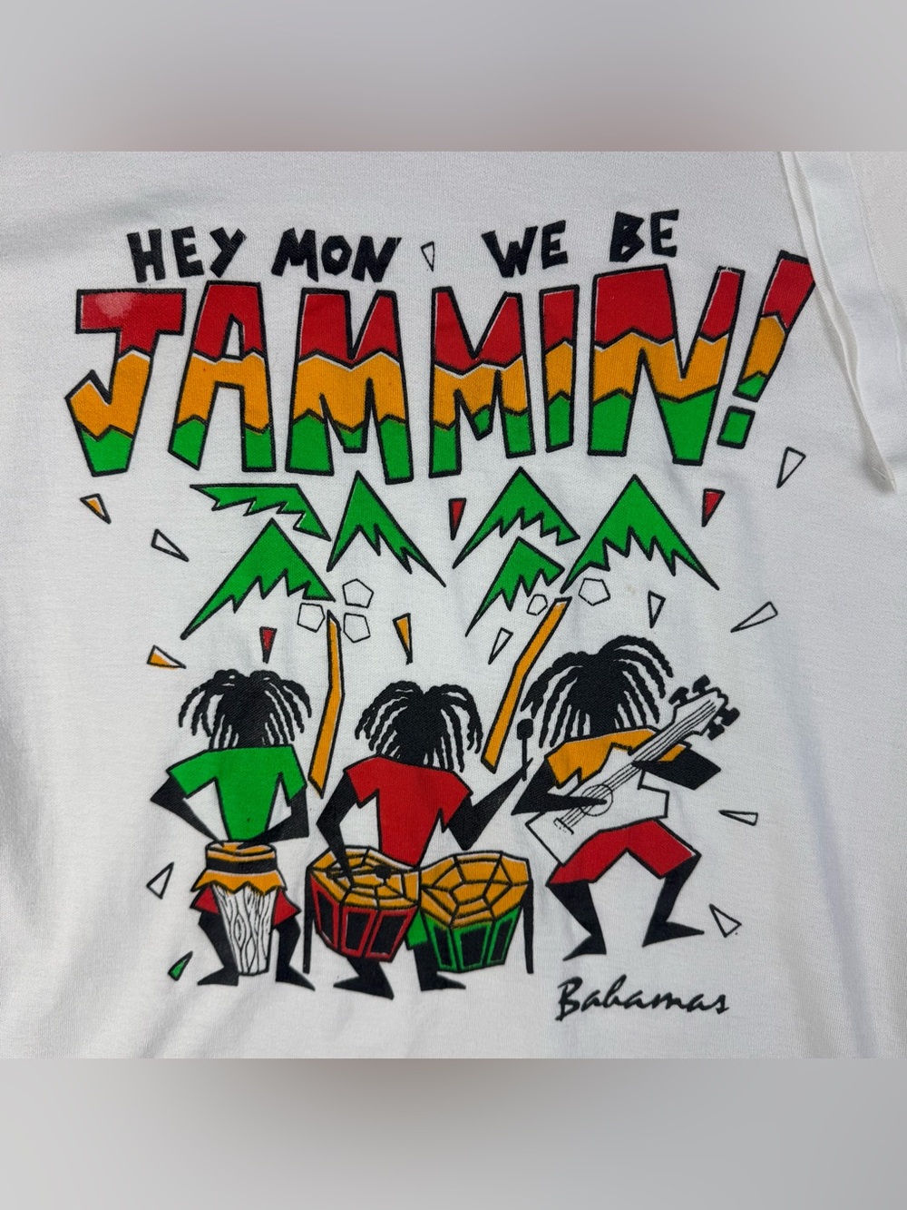 Vintage Hey Mon We Be Jammin Shirt Size XXL Fits Slim Bahamas Island Beach Tee